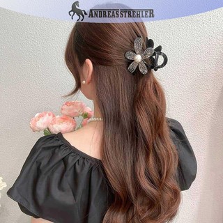 Onetimingfine Thời Trang Sáng Bóng Kim Cương Giả Hoa Vuốt Tóc Kẹp Mũ Thanh Lịch Đen Đuôi Ngựa Kẹp Hairgrips Dành Cho Nữ Phụ Kiện Tóc VN