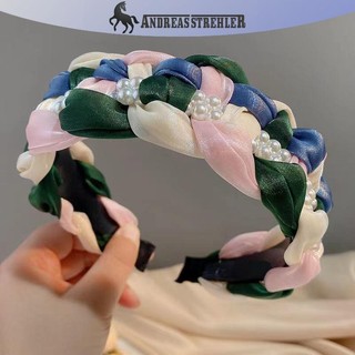 Onetimingfine Thời Trang Ngọt Ngào Retro Tóc Cho Nữ Bé Gái Xoắn Đan Băng Đô Quấn Tóc Nhiều Màu Sắc Dệt Ngọc Trai Rộng Mũ Phụ Kiện Tóc VN