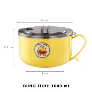 Tô ăn mì, ca ăn mì inox Vịt Vàng, cách nhiệt, có nắp đậy