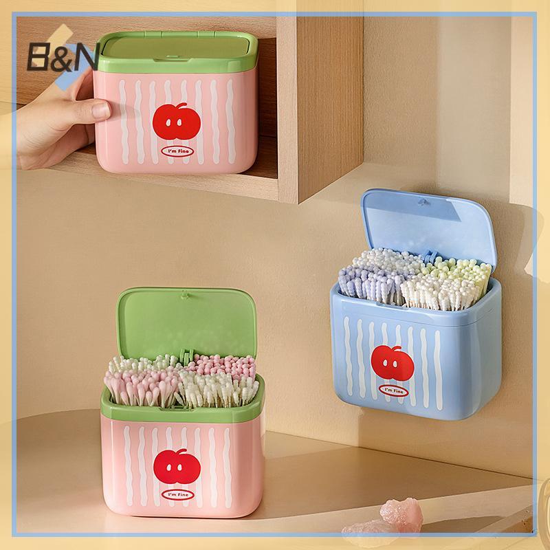 Hộp đựng bông Qtip B & N có nắp, tổ chức lưu trữ phòng tắm, đựng trang điểm