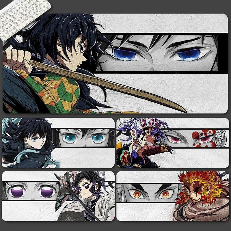 Tấm lót chuột lớn Demon Slayer Corps - Thảm trải bàn chơi game nhân vật Anime, Đế cao su chống trượt 3mm