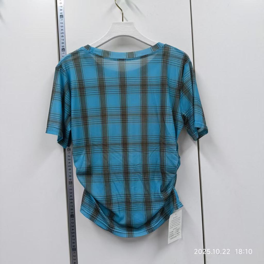 Milyfashion Retro Kẻ Sọc In Tất Cả Trận Đấu Lưới Ngắn Tay Top Mùa Hè Mỏng Gọn Rộng Ôm Hơn Nhìn T