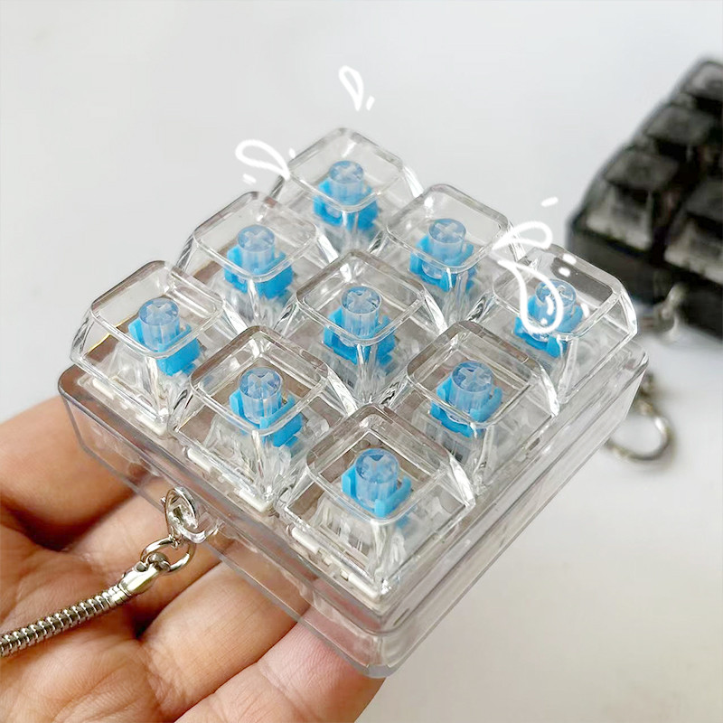 9 Phím Bàn Phím Cơ Fidget Móc Khóa Thư Giãn DIY Bàn Phím Pinch Đồ Chơi Nhấn Căng Thẳng Lo Âu Giảm Đồ Chơi Móc Khóa