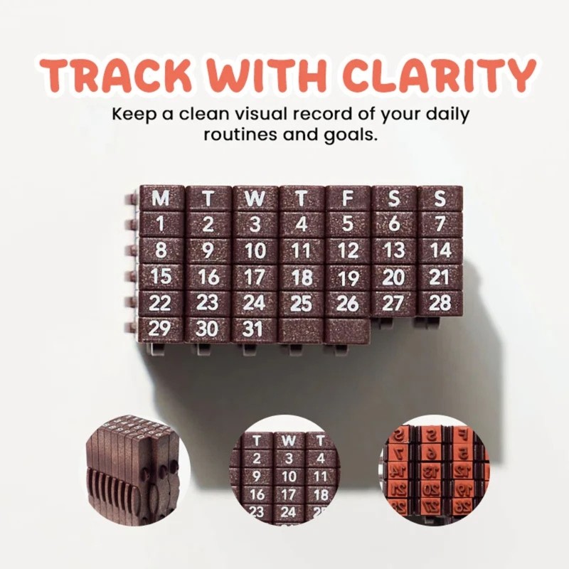 Calendar Date Stamp with Easy Roll Date Adjustment for Office Organization
