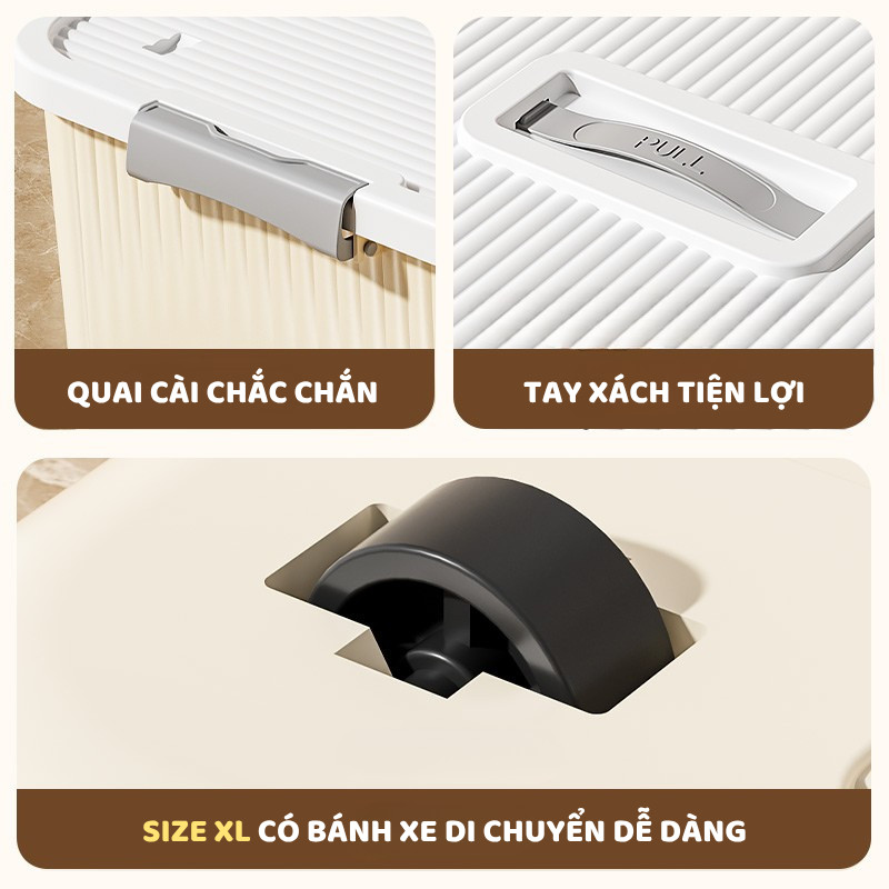 Thùng Nhựa Đựng Đồ Đa Năng ENODA HOME, Hộp Đựng Đồ Có Nắp Quai Cài Chắc Chắn, Kích Thước Đa Dạng Q110