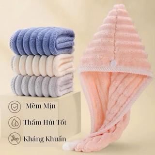 [Combo3] Mũ Quấn Tóc Lông Dệt Sóng Siêu Thấm Hút - Khăn Bông Ủ Quấn Tóc Nhanh Khô Hàng Nội Địa Trung Cao Cấp .
