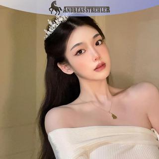Onetimingfine 2023 Phụ Nữ Mới Bé Gái Màu Bạc Vương Miện Mũ Pha Lê Hàn Quốc Tiara Thời Trang Sinh Nhật Đầm Kim Cương Giả Vương Miện Phụ Kiện Tóc VN