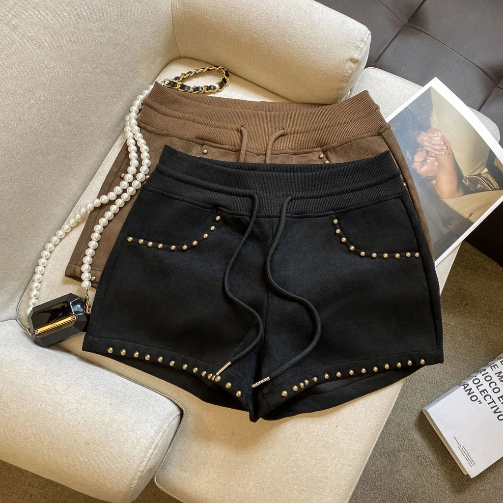 Milyfashion Quần Short Retro Ôm Chữ A, Phù Hợp Thu Đông 2025