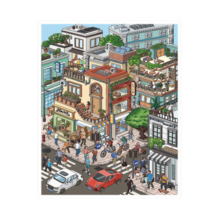 106.0-99.0 Nghệ Thuật Xanh Cảnh Quan Dán Street View Series Đặc Biệt Dầu Cảnh Dán 3D Thu Nhỏ Cảnh Sổ Tay Dán