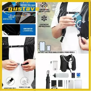 Áo chạy bộ GUSTAVA, có giá đỡ điện thoại Áo bảo quản chai nước chạy bằng Nylon chống nước, Áo vest đi xe đạp phản quang nhẹ ngoài trời