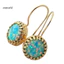 Một thế giới| Vintage Nữ Nhiều Màu Tròn Giả Opal Khắc Tòn Ten Móc Bông Tai Trang Sức