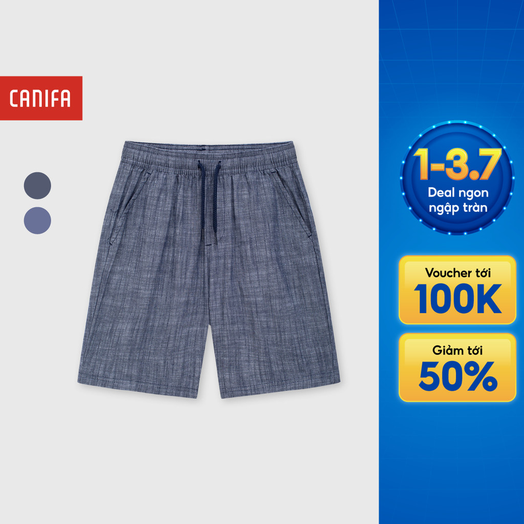 Quần short bé trai cotton CANIFA ống vừa cạp chun chất cotton thoáng mát 2BS26S005
