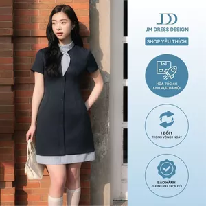 Đầm Xuân Hè Dáng A Phối Cổ Kẻ 1S14.2601. Đầm Preppy Thanh Lịch Cổ Sơ Mi, Đầm Công Sở Nữ Thanh Lịch Hiện Đại Trẻ Trung JM