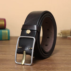 Thắt lưng Denim nam thanh niên cổ điển 20516 / 4cm Rộng 5mm Da bò lớp một dày / Khóa chốt bằng thép không gỉ / Thắt lưng quần jean phù hợp thông thường / Thắt lưng chống mài mòn dụng cụ thanh niên