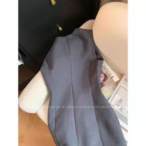Đầm không tay sang trọng màu xám cao cấp thời trang eo hẹp thanh lịch mùa hè Phong cách mới Phong cách Chanel Váy Vest Trung Quốc mới