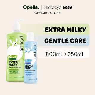 Bộ Sữa Tắm Gội Trẻ Em Lactacyd Baby Extra Milky Size Jumbo 800ml + Chai Sữa Tắm Gội Trẻ Em Gentle Care 250ml
