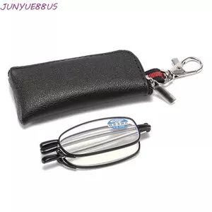 Kính đọc sách nữ JUNYUE88US Có thể gập lại Di động chống ánh sáng xanh + 1.0 ~ + 4.0 Khung nhựa màu đen có túi đựng đồ