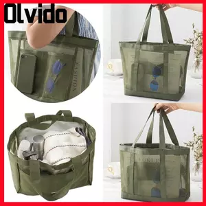 Túi đeo vai OLVIDO, Túi đi biển rỗng lưới thoáng khí, Túi Tote đa chức năng trong suốt dung tích lớn thông thường Du lịch
