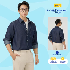 Áo sơ mi jean YODY vải Denim cotton form rộng rãi, trẻ trung MCSH25S046