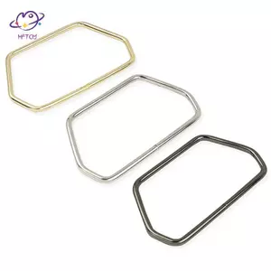 HFTOY 11.7CM Tay cầm kim loại hình thang lục giác mạnh mẽ cho túi xách Phần cứng hành lý Túi DIY Phụ kiện Hộp quà tặng Dây đeo Khung ví bạc vàng ~