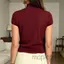 MAPLEPOET-Áo thun cắt cổ cho nữ Mock Neck Slim Fit Áo xếp nếp tay ngắn