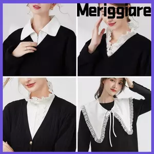 MERIGGIARE Ve Áo, Áo Sơ Mi Cổ Điển Có Thể Tháo Rời Cổ Giả, Phụ Kiện Quần Áo Nữ Cotton Cổ Điển