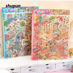 SHUPUN Cabin Town Dán, DIY Sáng Tạo Nghệ Thuật Thu Nhỏ Dán, Kawaii Thủ Công Trang Trí Xếp Chồng Cảnh Thu Nhỏ Bánh Ngọt Quà Tặng