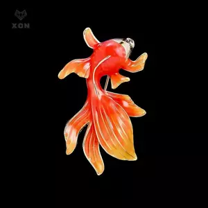 Trâm cài Koi sang trọng Phong cách Trung Quốc tinh tế Trâm cài cá vàng dành cho nữ Cô gái Phụ kiện quần áo Corsage sáng bóng đa năng Quà tặng [Mina]