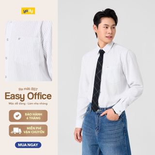 [BST EASY OFFICE] Áo Sơ-mi nam Yody dài tay nano kẻ sọc phom regular TRA MOSH26A007