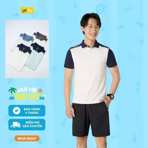 Áo polo đôi nam nữ YODY Ponte Roma phối màu vai trẻ trung mềm mại thoáng mát MAPO25S039 + WAPO25S048