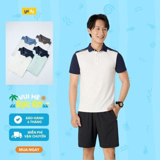 Áo polo đôi nam nữ YODY Ponte Roma phối màu vai trẻ trung mềm mại thoáng mát MAPO25S039 + WAPO25S048