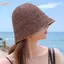 HFSHY Nữ Mùa Hè Rơm Người Cá Mũ Dệt Độc Đáo Thoáng Khí Màu Trơn Chống Nắng Mũ Đi Bộ Đường Dài Đi Xe Đạp Cắm Trại 1 Chiếc VN