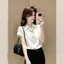Áo sơ mi ngắn tay cổ lụa siêu đẹp Phong cách mới Phong cách Pháp Tính khí độc đáo Áo đẹp