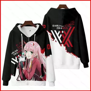 Darling In The Franxx Anime Áo Khoác Có Mũ Trùm Đầu Dài Tay Áo Khoác Unisex Thời Trang Áo Khoác Ngoài Plus Kích Thước