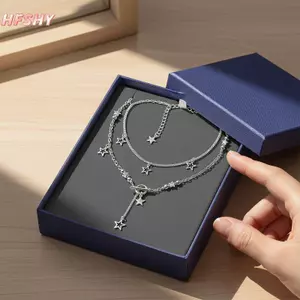 HFSHY Punk Ro Bạc Vortex Ngôi Sao Mặt Dây Chuyền Lớp Nelace Có Thể Điều Chỉnh Chiều Dài Dây Chuyền Trang Sức Hợp Thời Trang Cho Nam Nữ VN