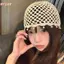 HFSHY Nhẹ Rỗng Dệt Beanies Ngọc Trai Viền Retro Mũ Chui Đầu Thời Trang Cho Mùa Thu Dạo Phố VN