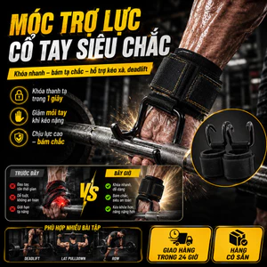 🔥Giá sốc🔥Móc trợ lực hít xà cổ tay gym | Dây quấn cổ tay móc kéo tạ tập lực | Găng móc nâng tạ hỗ trợ bám chắc