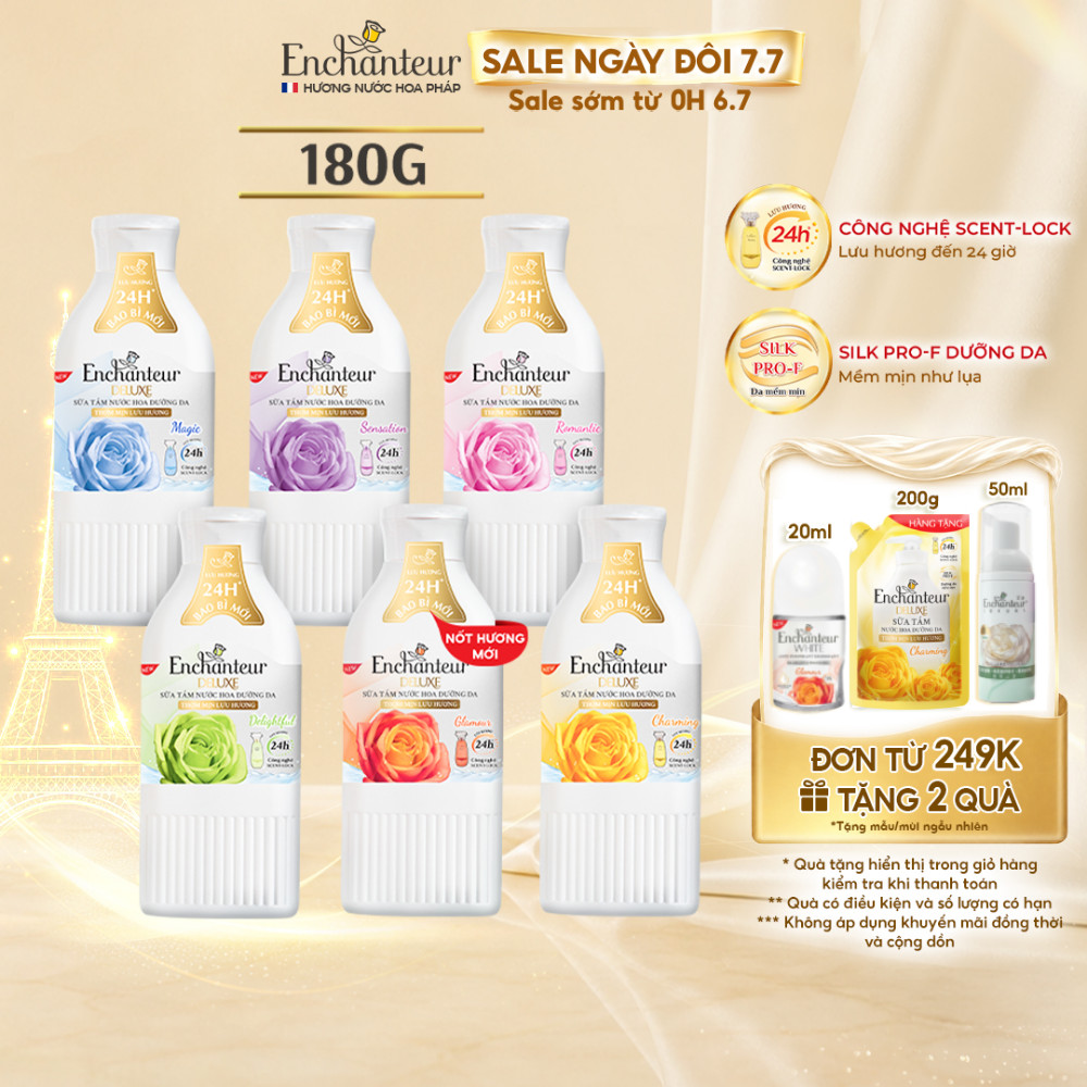 [CẢI TIẾN MỚI] Sữa tắm hương nước hoa dưỡng da thơm mịn Enchanteur 180g (5 mùi - Bao bì thay đổi tùy đợt nhập hàng)