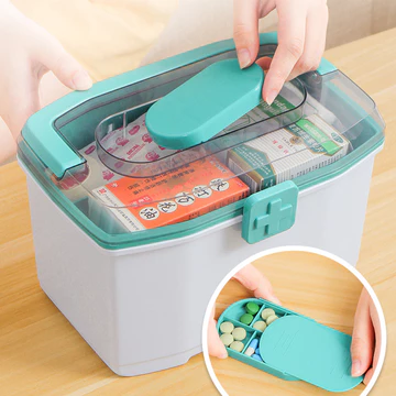 Hộp đựng thuốc đa lớp gia đình Hộp thuốc sơ cứu dung tích lớn Hộp thuốc sơ cứu làm dày hai lớp