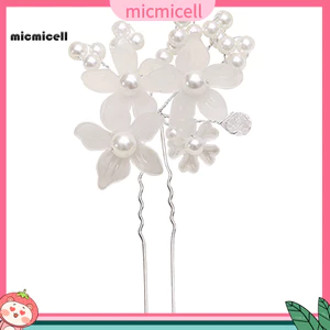 MIC _ 1Pc Hoa Ngọc Trai Giả Cưới Kẹp Tóc Mũ Trắng Tóc Cô Dâu Trang Sức