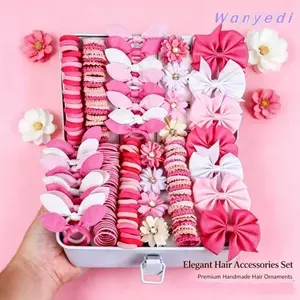 WANYEDI Trẻ Em Dây Buộc Tóc Bộ, Nhiều Màu Sắc Trang Trí Tóc Co Giãn Bé Gái Phụ Kiện Tóc, Vải Hoa Kẹp Tóc Phụ Kiện Cho Bé