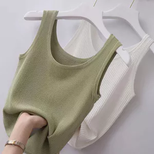 40-100kg Ice Silk Sling Áo Vest Ren Nữ Slim-fit Mặc Bên Ngoài Bên Trong Đáy Áo Sơ Mi Không Tay EMZF