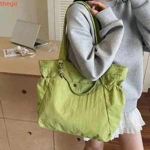 Túi tote nữ THEGIRL8B, Túi đeo vai Nylon dung tích lớn màu trơn, Dây kéo đa năng hợp thời trang Túi xách đi lại thông thường cho bé gái
