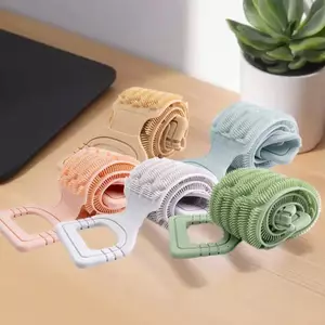 Khăn chà sàn silicon Ba có tay cầm dây - Dụng cụ tắm tẩy tế bào chết để làm sạch sâu, bề mặt có họa tiết để dễ dàng tiếp cận