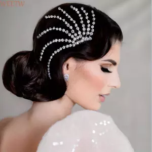 WEETW Vương miện cô dâu Tiaras, Băng đô đám cưới thủ công lấp lánh, Trang sức hợp thời trang Pha lê sang trọng Tiaras Sáng bóng Nữ Kim cương giả Dự tiệc