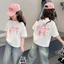 Bé Gái Cotton Nguyên Chất Phong Cách Mỹ Hoạt Hình Thời Trang Áo Thun Tay Ngắn Phù Hợp Với Áo Rời Mùa Hè Giữa Lớn Trẻ Em Học Sinh Top HO70