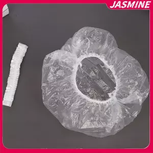 JASMINE 100 Chiếc Mũ Tắm Dùng Một Lần Nhựa Chống Thấm Nước Mũ Đội Đầu Khách Sạn Thuốc Nhuộm Tóc Mũ Tắm Nhựa Trong Suốt Thẩm Mỹ Viện Nắp Bám JASMINE