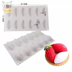 12 Khoang Bánh Silicon Fondant Khuôn Mẫu Quenelle Hình Khuôn Mousse Bánh Dụng Cụ ELWW
