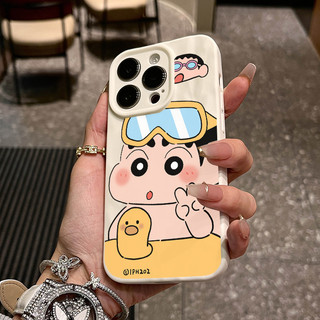 Ốp Lưng IPhone 13 15 11 17 16 12 14 ProMax  Shinchan kính bơi 7 8Plus XR X XS Max