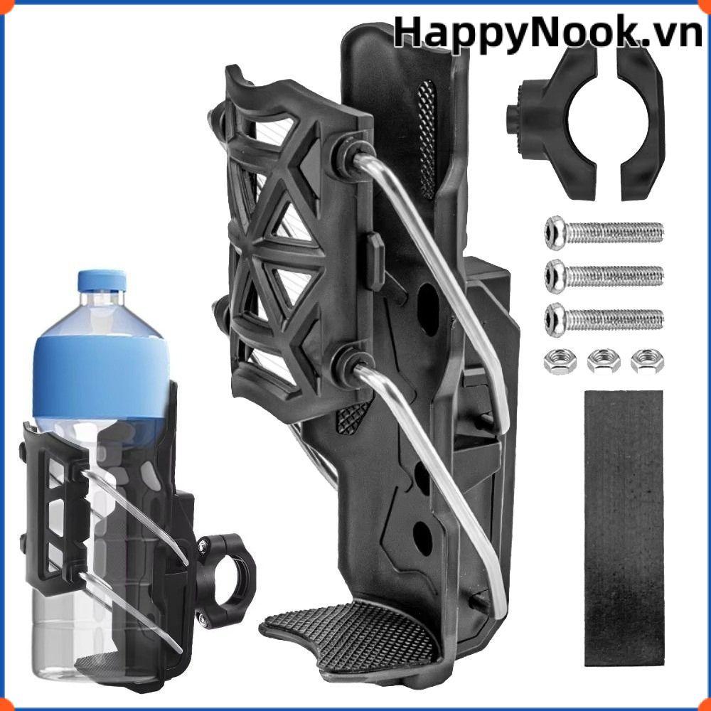Giá đỡ chai nước Happynook màu đen, điều chỉnh được, xoay 360 độ - Phù hợp xe đạp và xe máy